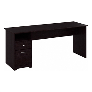 Pemberly Row 72&quotW Computer Desk with Drawers in Espresso Oak - Engineered Wood