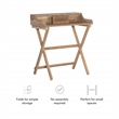Pemberly Row Wood Folding Desk with Small Drawer in Rustic Brown Finish