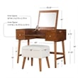 Pemberly Row Wood Vanity & Stool Set Flip Up Mirror 2 Drawers in Walnut Brown