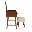 Pemberly Row Wood Vanity & Stool Set Flip Up Mirror 2 Drawers in Walnut Brown