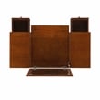 Pemberly Row Wood Vanity & Stool Set Flip Up Mirror 2 Drawers in Walnut Brown