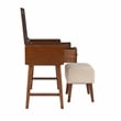 Pemberly Row Wood Vanity & Stool Set Flip Up Mirror 2 Drawers in Walnut Brown