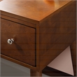 Pemberly Row Wood Vanity & Stool Set Flip Up Mirror 2 Drawers in Walnut Brown