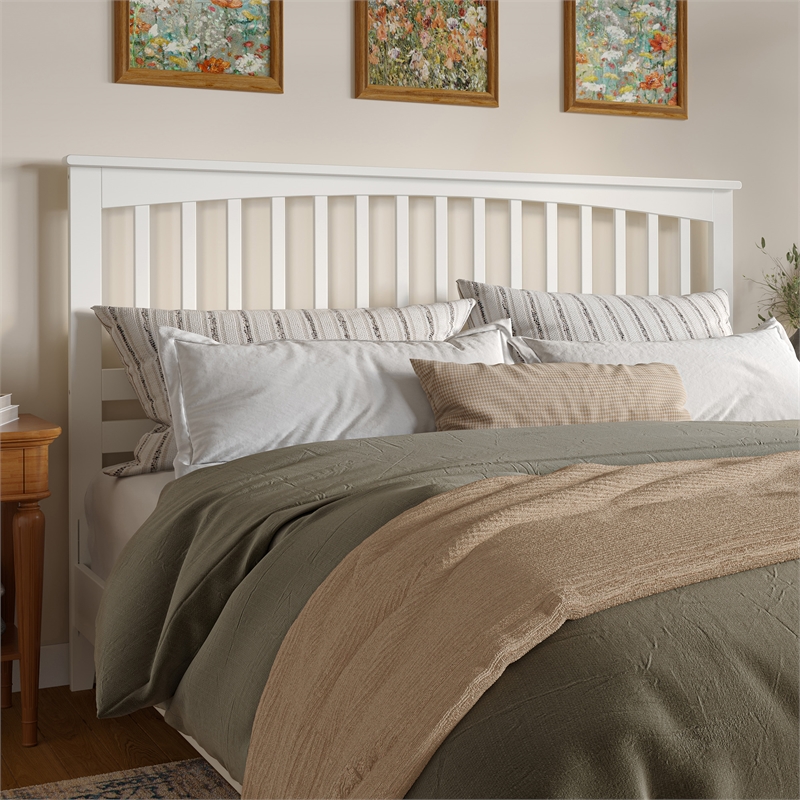 Pemberly Row Mission King Wood Headboard in White