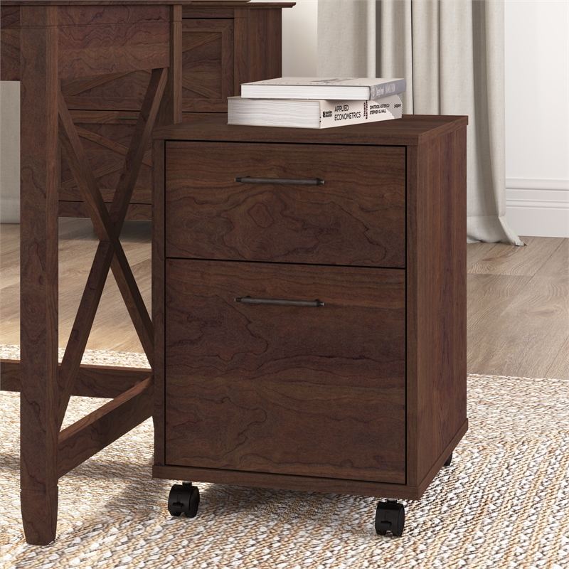 Pemberly Row Modern 2 Drawer Mobile File Cabinet in Bing Cherry