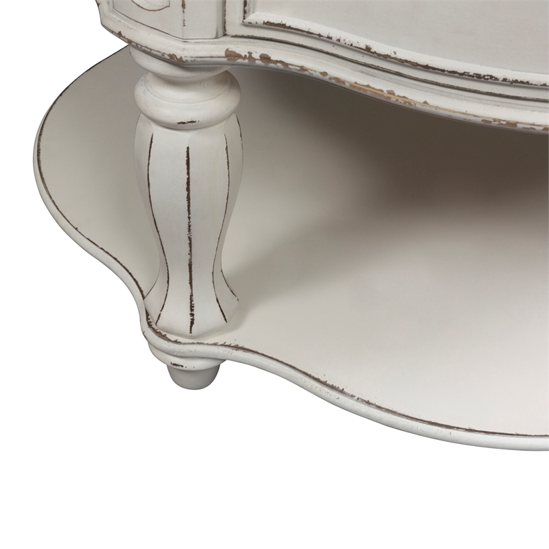 Pemberly Row Contemporary Manor White Finish Round Cocktail Table