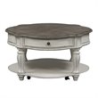 Pemberly Row Contemporary Manor White Finish Round Cocktail Table