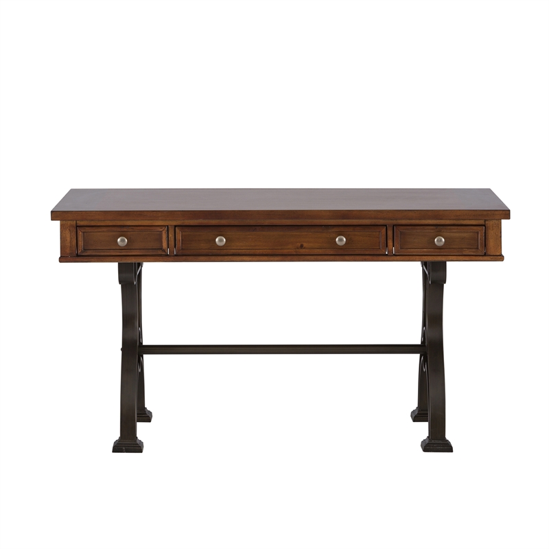Pemberly Row Contemporary Medium Brown Complete 2 Piece Desk