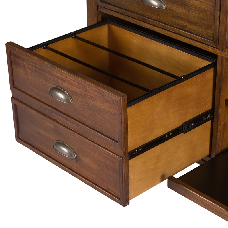 Pemberly Row Contemporary Medium Brown Complete 2 Piece Desk