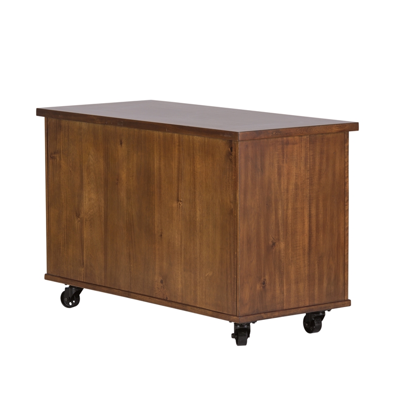 Pemberly Row Contemporary Medium Brown Complete 2 Piece Desk