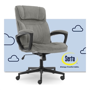 pemberly row upholstered modern velvet microfiber office chair in gray