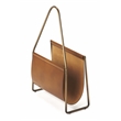 Pemberly Row Contemporary Leather Magazine Basket In Brown Finish