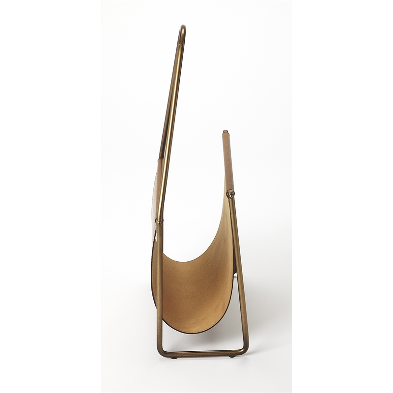 Pemberly Row Contemporary Leather Magazine Basket In Brown Finish