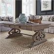 Pemberly Row Traditional Wood Rectangular Cocktail Table in Pine