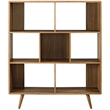 Pemberly Row Contemporary Particleboard Wood Bookcase in Walnut