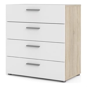 Pemberly Row 4-Drawer Chest in Oak Structure/White High Gloss