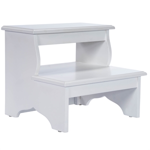 Pemberly Row Transitional Artisan-Crafted Wood Step Stool in White