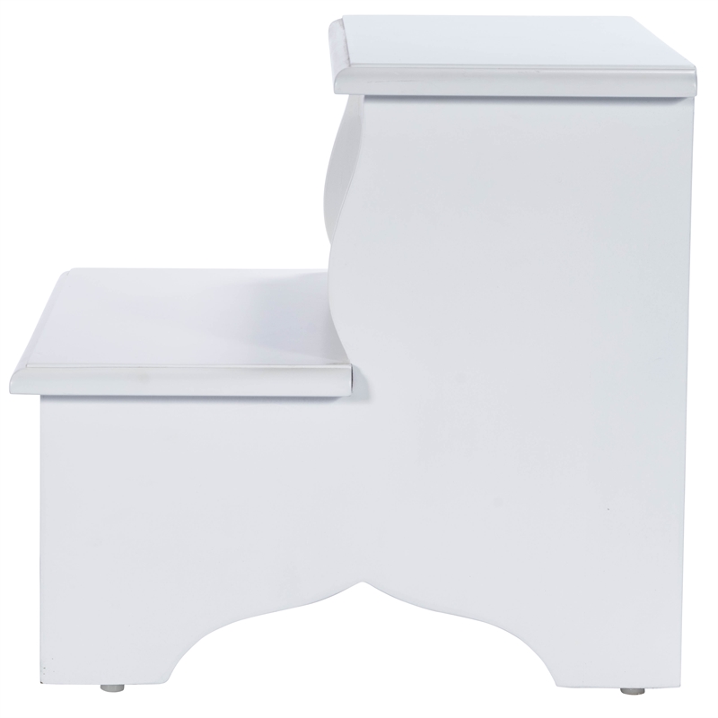 Pemberly Row Transitional Artisan-Crafted Wood Step Stool in White