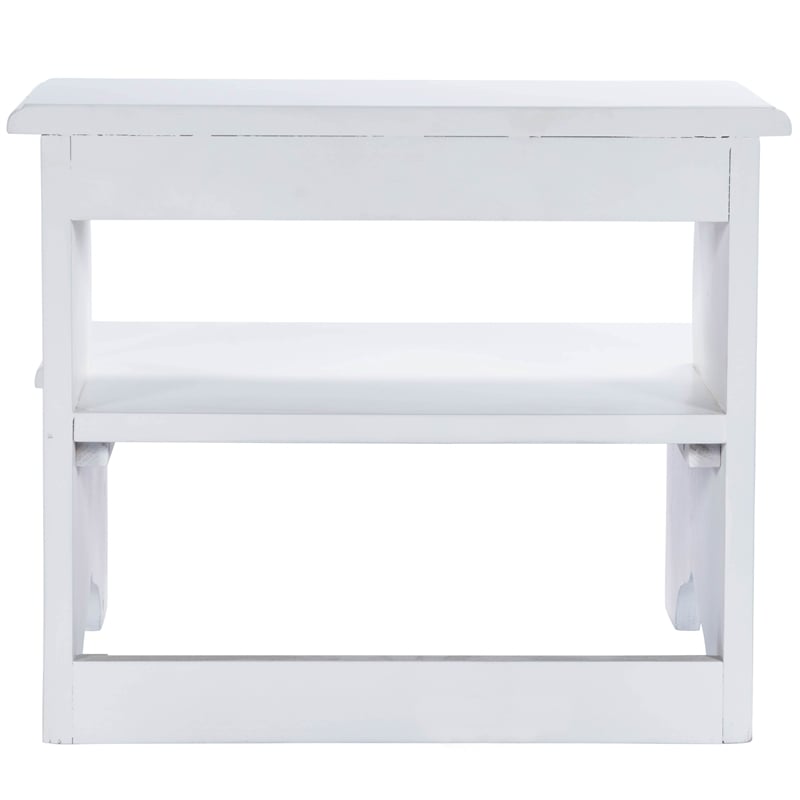 Pemberly Row Transitional Artisan-Crafted Wood Step Stool in White
