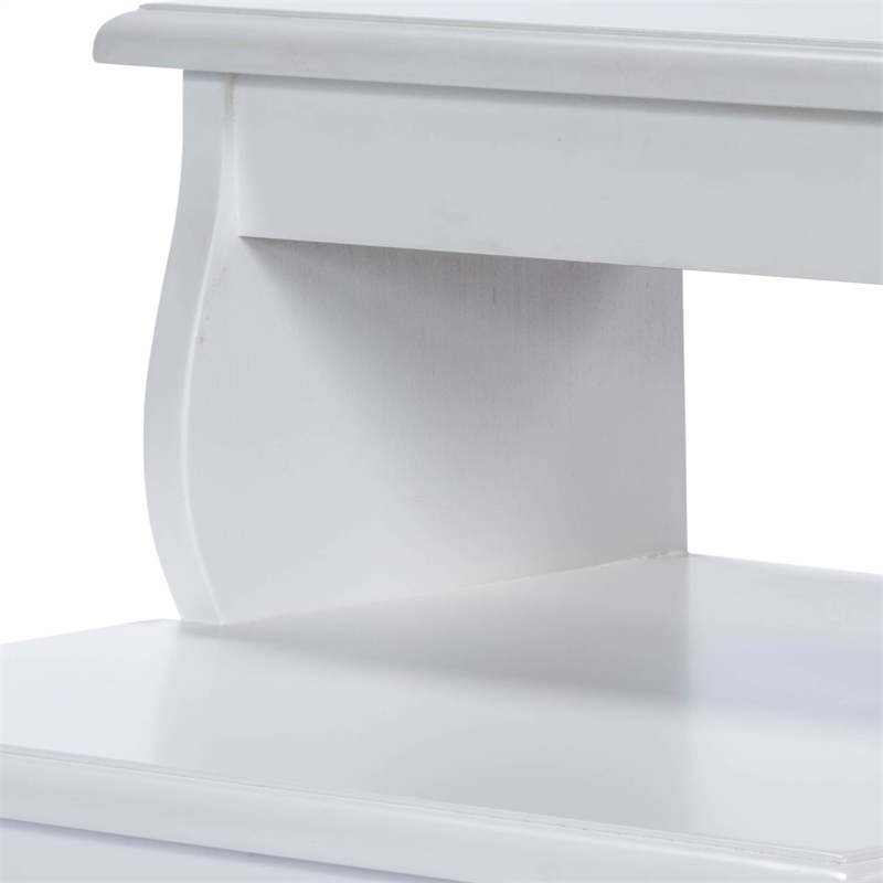 Pemberly Row Transitional Artisan-Crafted Wood Step Stool in White