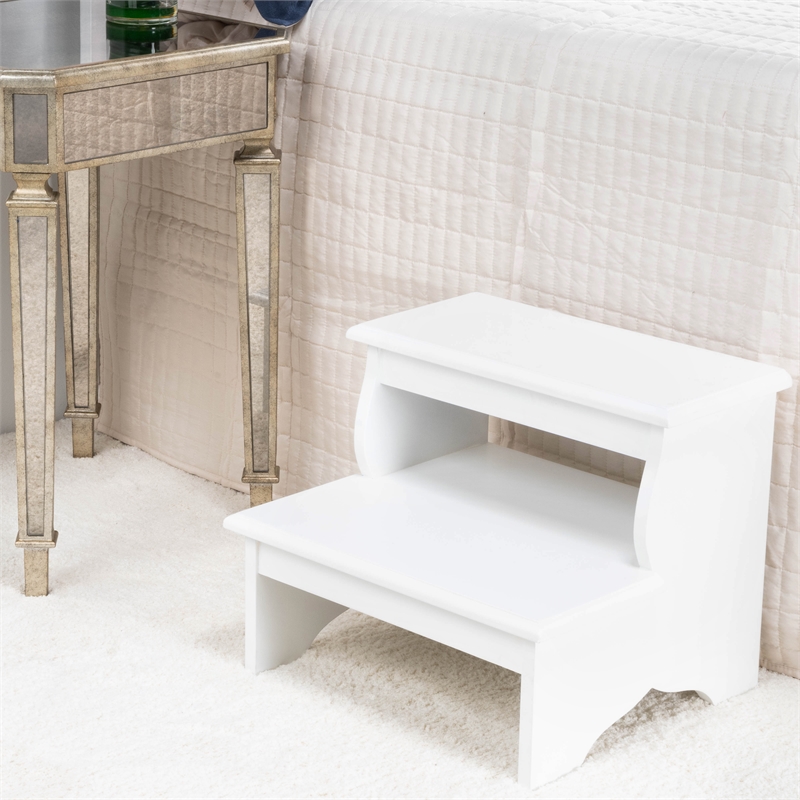 Pemberly Row Transitional Artisan-Crafted Wood Step Stool in White