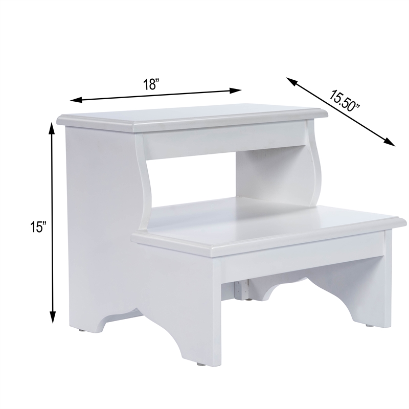Pemberly Row Transitional Artisan-Crafted Wood Step Stool in White