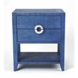 Pemberly Row Contemporary Wood Raffia End Table In Blue Finish
