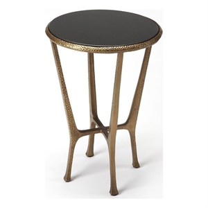 Pemberly Row Modern Metal And Stone Accent Table - Black / Bronze
