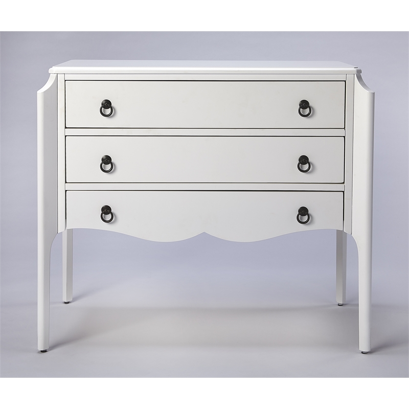 Pemberly Row Contemporary Glossy Accent Chest In White Finish