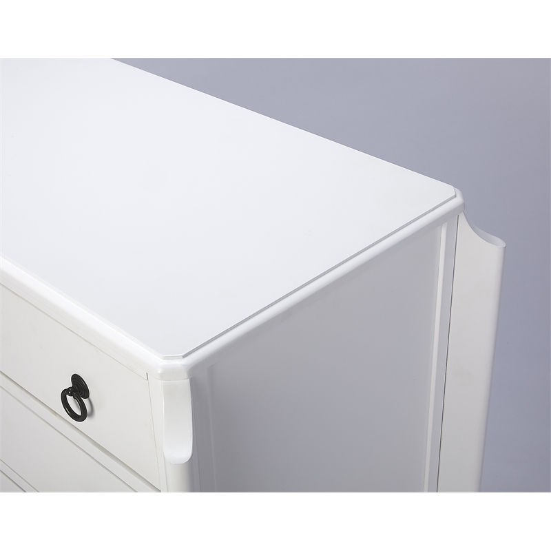 Pemberly Row Contemporary Glossy Accent Chest In White Finish