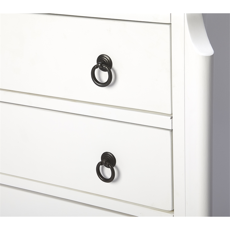 Pemberly Row Contemporary Glossy Accent Chest In White Finish
