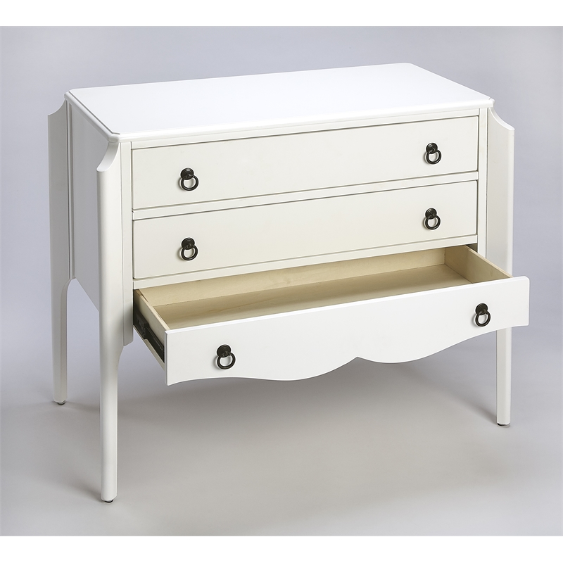 Pemberly Row Contemporary Glossy Accent Chest In White Finish
