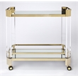 Pemberly Row Contemporary Acrylic 2-Tier Bar Cart - Clear & Gold