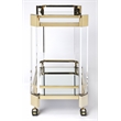 Pemberly Row Contemporary Acrylic 2-Tier Bar Cart - Clear & Gold