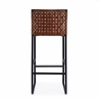 Pemberly Row Contemporary Woven Leather Bar Stool In Brown Finish