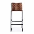Pemberly Row Contemporary Woven Leather Bar Stool In Brown Finish