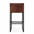 Pemberly Row Leather Bar Stool Chair in Brown With Square Seat & Footrest