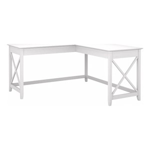 Pemberly Row Contemporary 60&quotW L-Shaped Desk in Pure White Oak