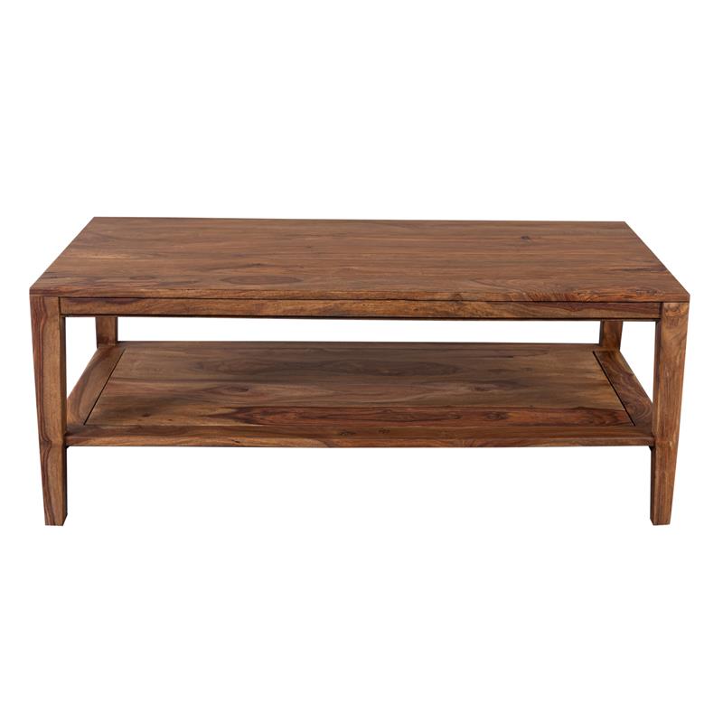 Pemberly Row Modern Solid Sheesham Wood Coffee Table - Natural.
