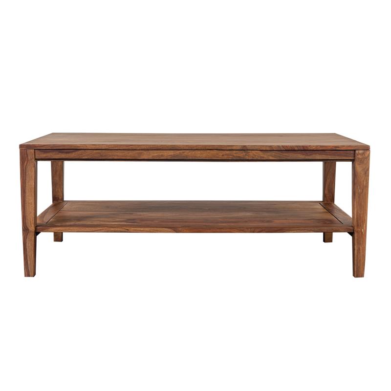 Pemberly Row Modern Solid Sheesham Wood Coffee Table - Natural.