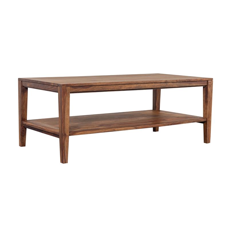 Pemberly Row Modern Solid Sheesham Wood Coffee Table - Natural.