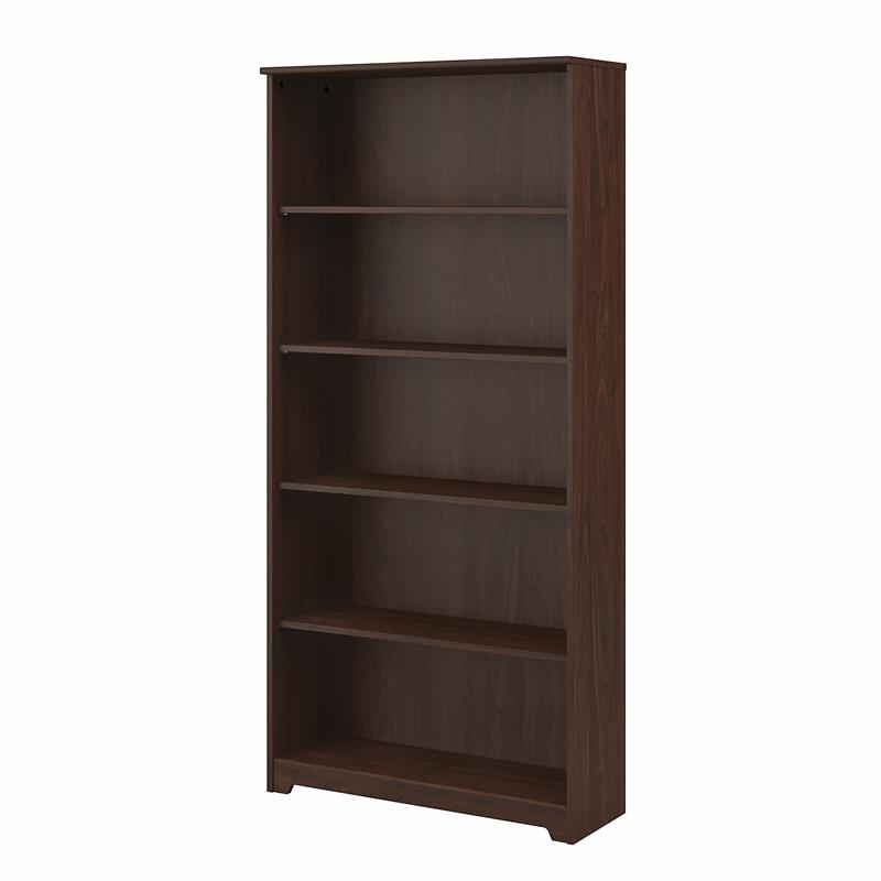 Pemberly Row Tall 5 Shelf Bookcase in Modern Walnut - Engineered Wood