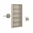 Pemberly Row 5 Shelf Tall Bookcase in Linen White Oak - Engineered Wood