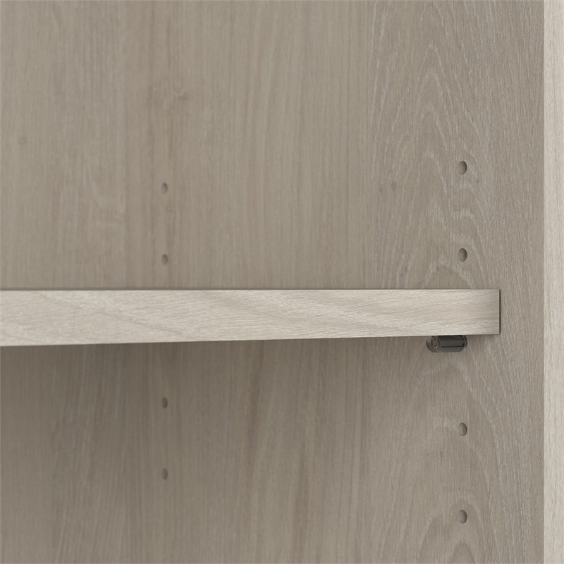 Pemberly Row 5 Shelf Tall Bookcase in Linen White Oak - Engineered Wood