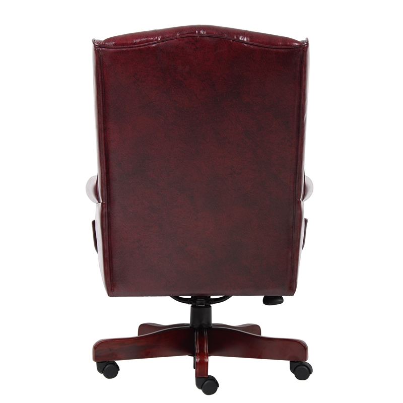 Pemberly Row High Back Faux Leather Tufted Executive Chair in Oxblood
