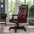 Pemberly Row High Back Faux Leather Tufted Executive Chair in Oxblood