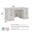 Pemberly Row Modern Executive Desk with Drawers in Linen White Oak
