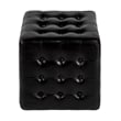 Pemberly Row Contemporary Button Tufted Black Leather Ottoman