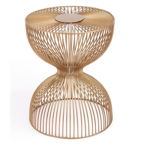 Pemberly Row Contemporary Gold Finish Iron Cage Metal End Table