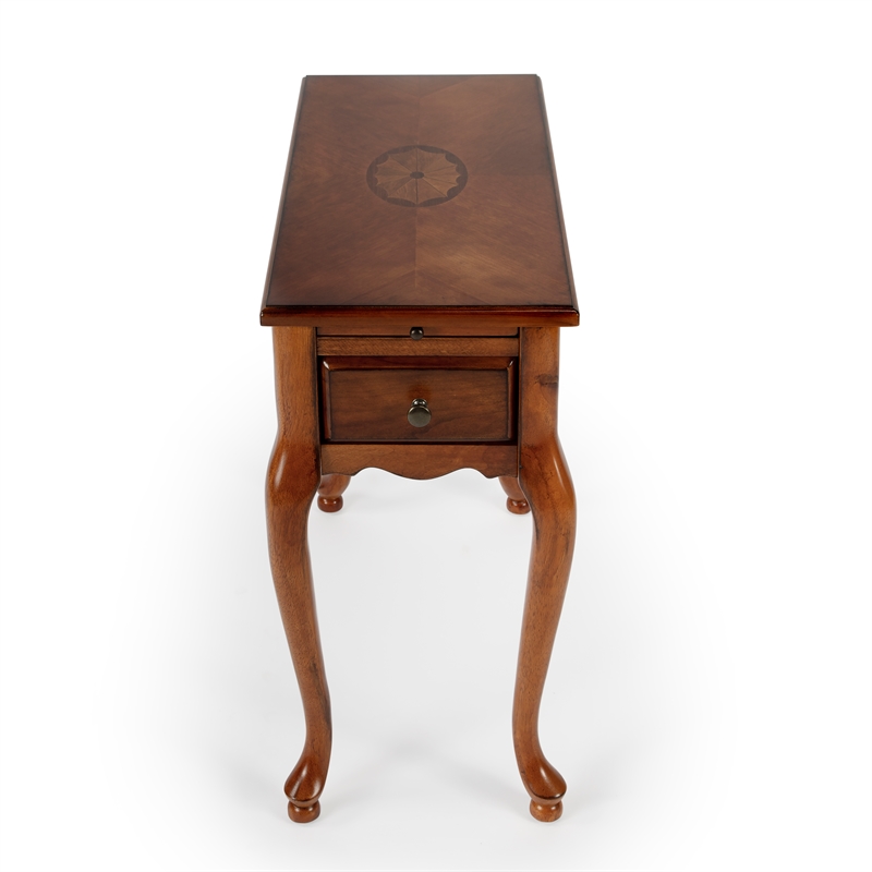 Pemberly Row Contemporary Olive Ash Burl Chairside Table In Brown